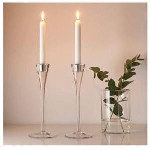 11” Inch Candlestick Holders Clear Glass/2 Pack